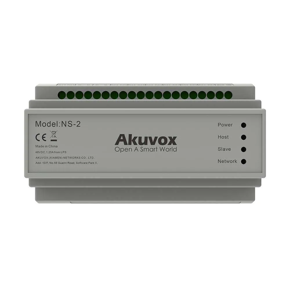 2-wire IP network switch 6 Terminals 48VDC Akuvox NS-2